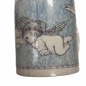Winged Angel Cherub Babies‎ In Clouds And Bluebirds Blue Black White Mug